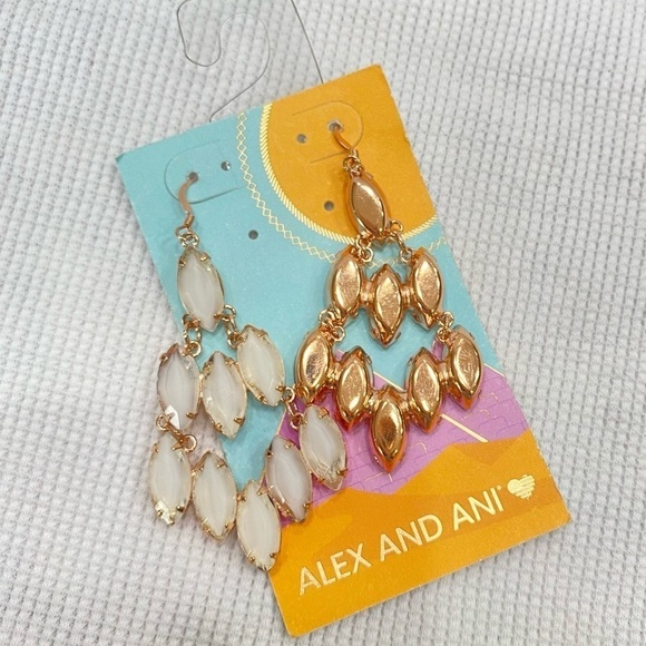 Alex and Ani Rose Gold White Chandelier Drop Earrings NWT - Picture 5 of 6